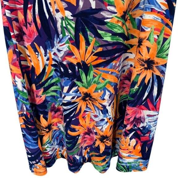 Gitane Dress Womens Medium Floral Purple Orange Vacation Stretchy Artsy Vintage - Picture 6 of 11